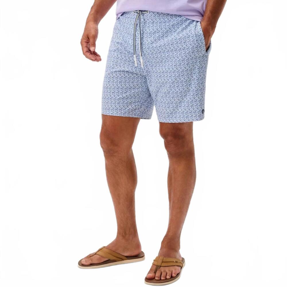 NEW JOHNNIE-O men's half elastic swim trunks in barcelona navy